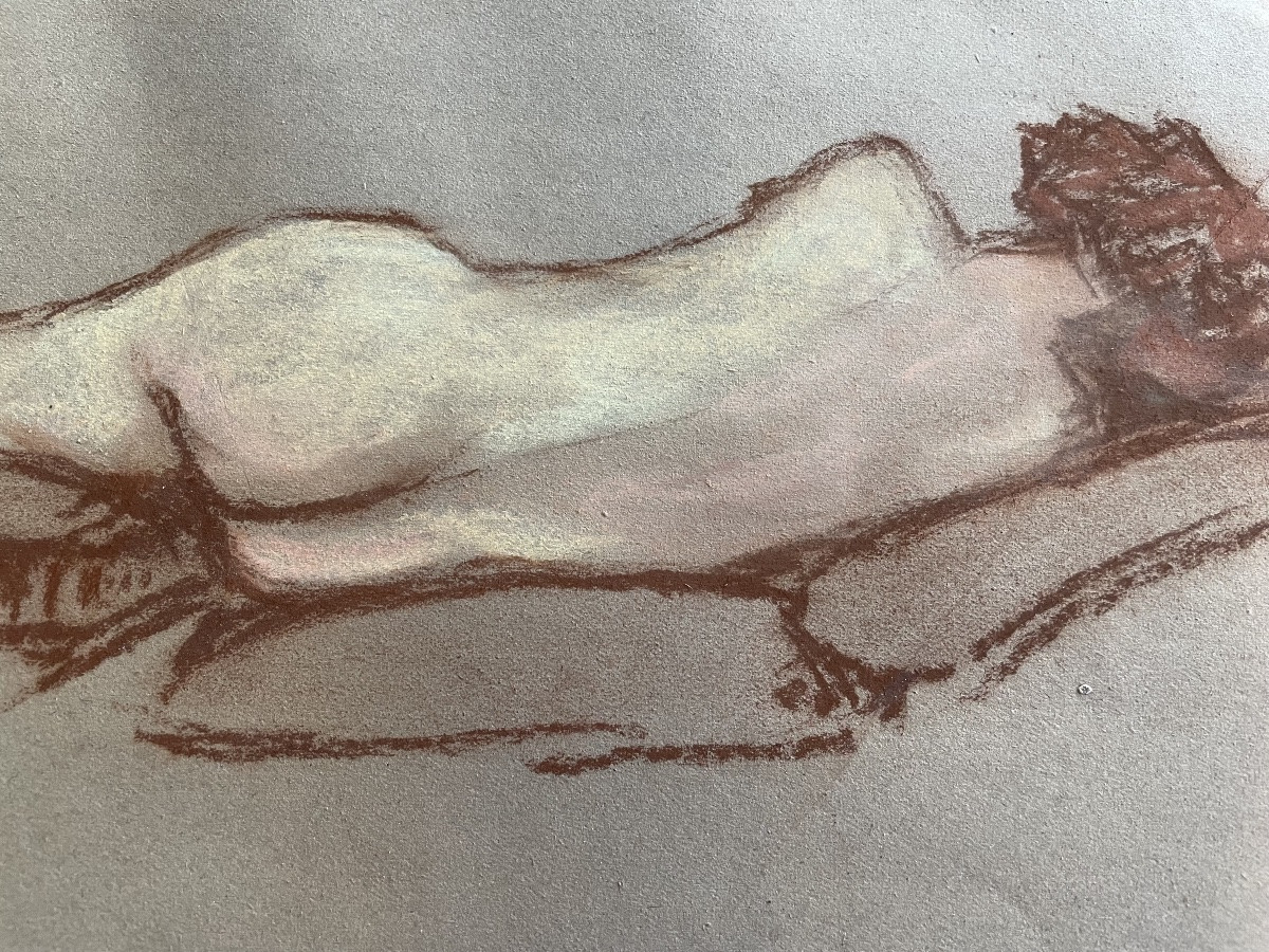 Dessin pastel Nue allongé de Pierre Ribera -photo-6