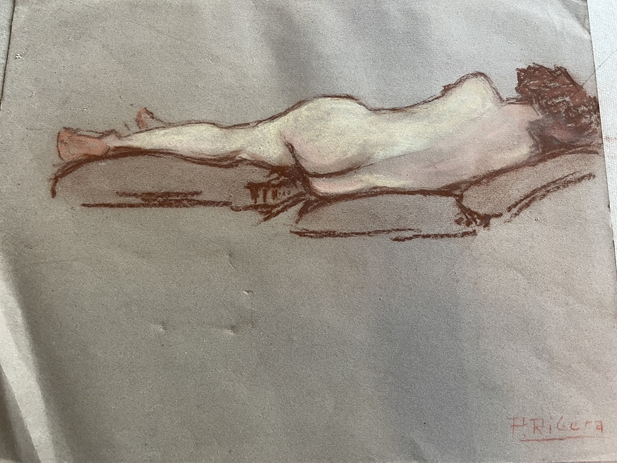 Dessin pastel Nue allongé de Pierre Ribera -photo-7