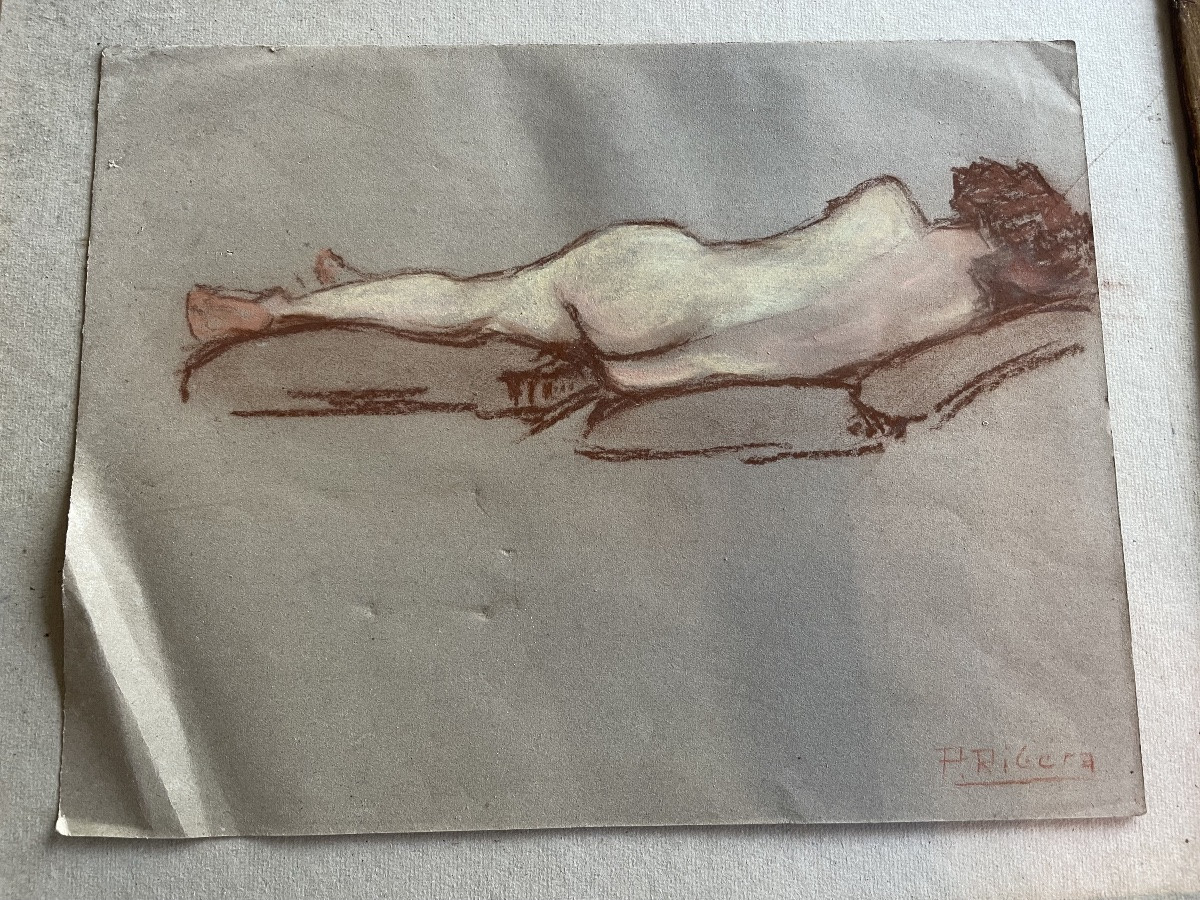 Dessin pastel Nue allongé de Pierre Ribera -photo-8