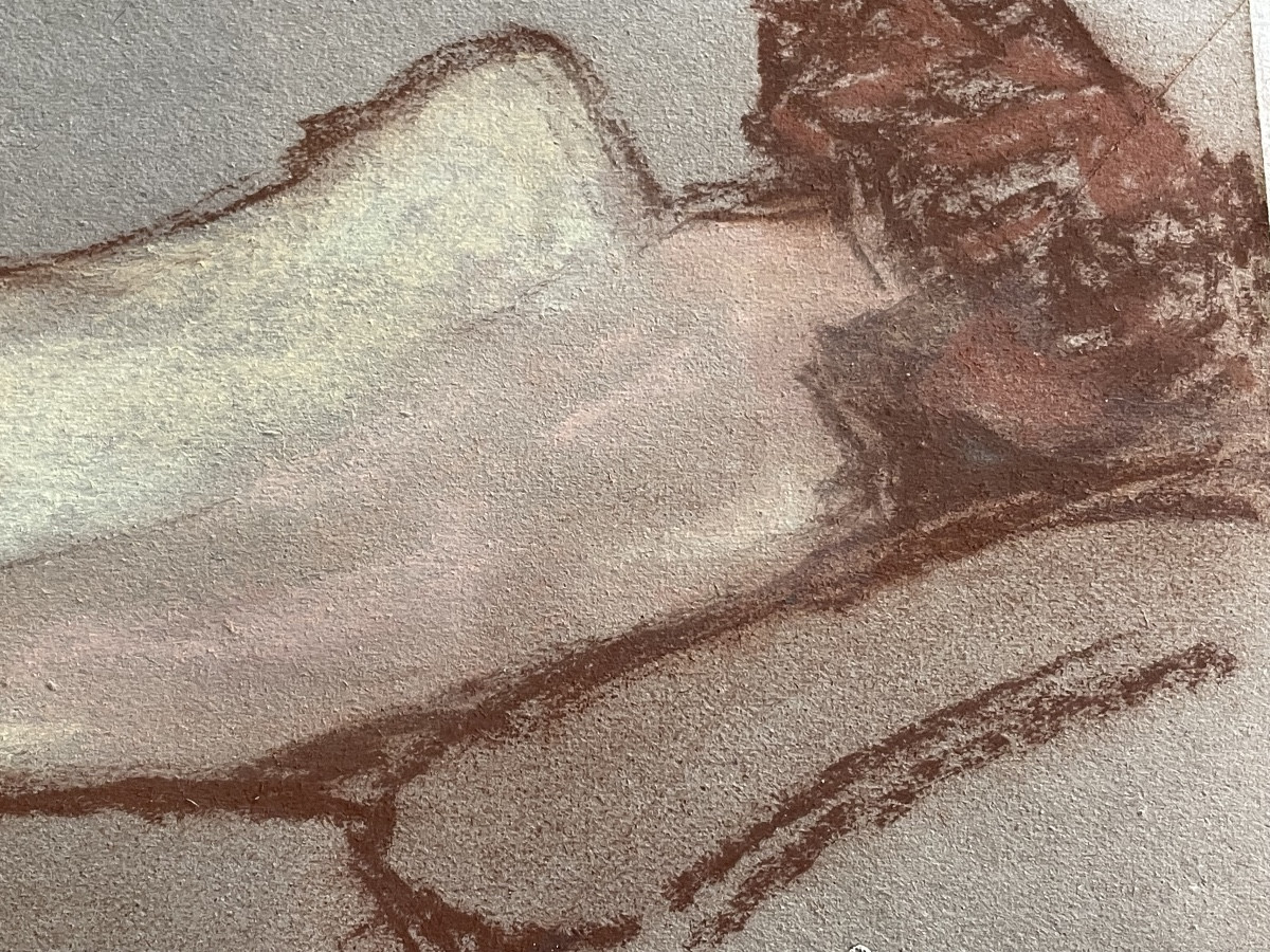 Dessin pastel Nue allongé de Pierre Ribera 