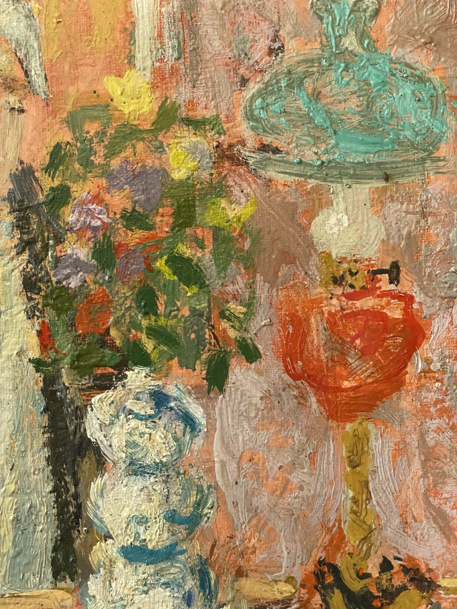 Bouquet de fleurs et lampe à pétrole -photo-3