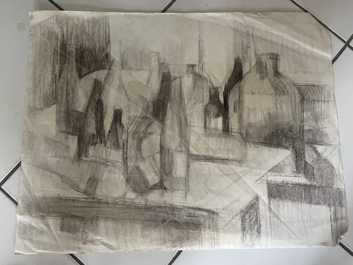 Cubist Drawing Of The Bottles -photo-2