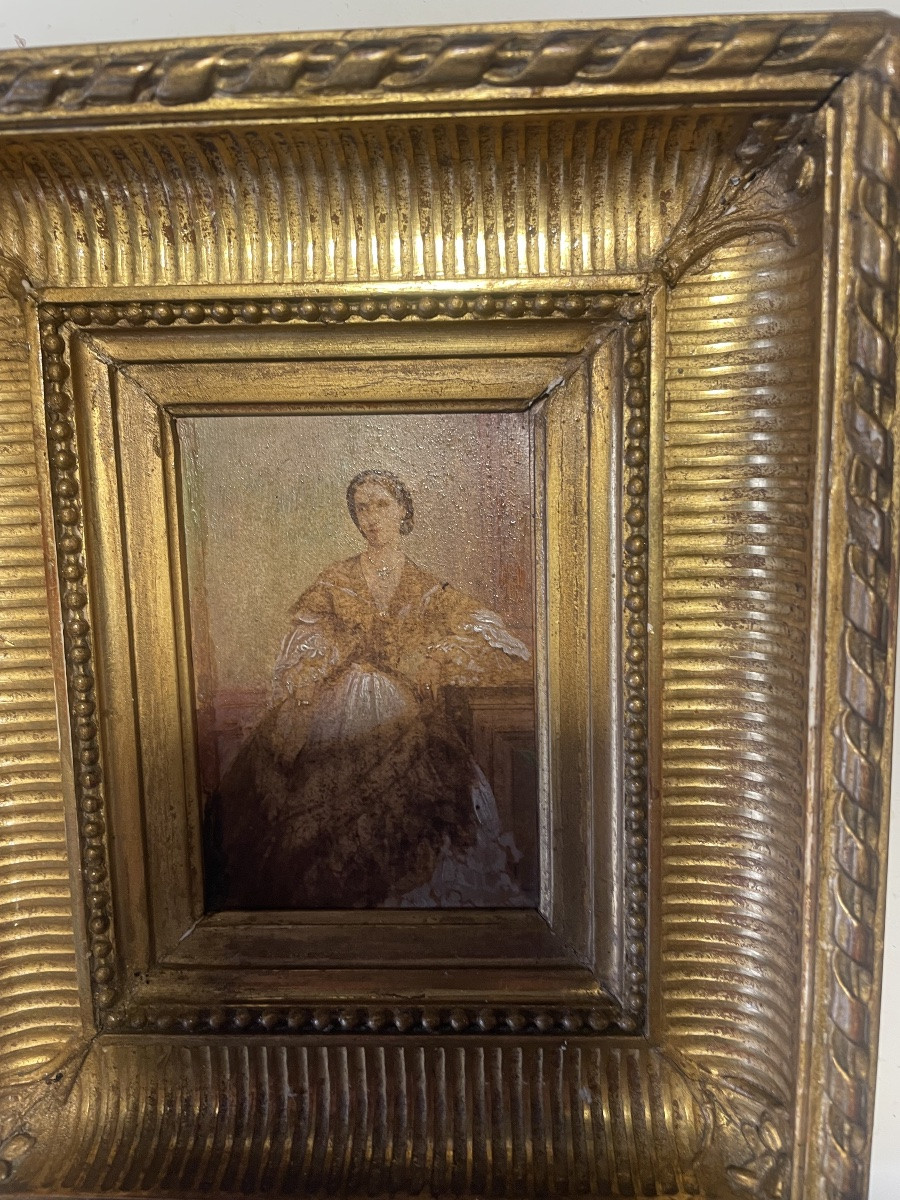 Small 19th Century Gilt Frame With Fluting -photo-3