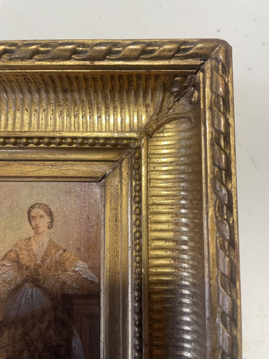 Small 19th Century Gilt Frame With Fluting -photo-4