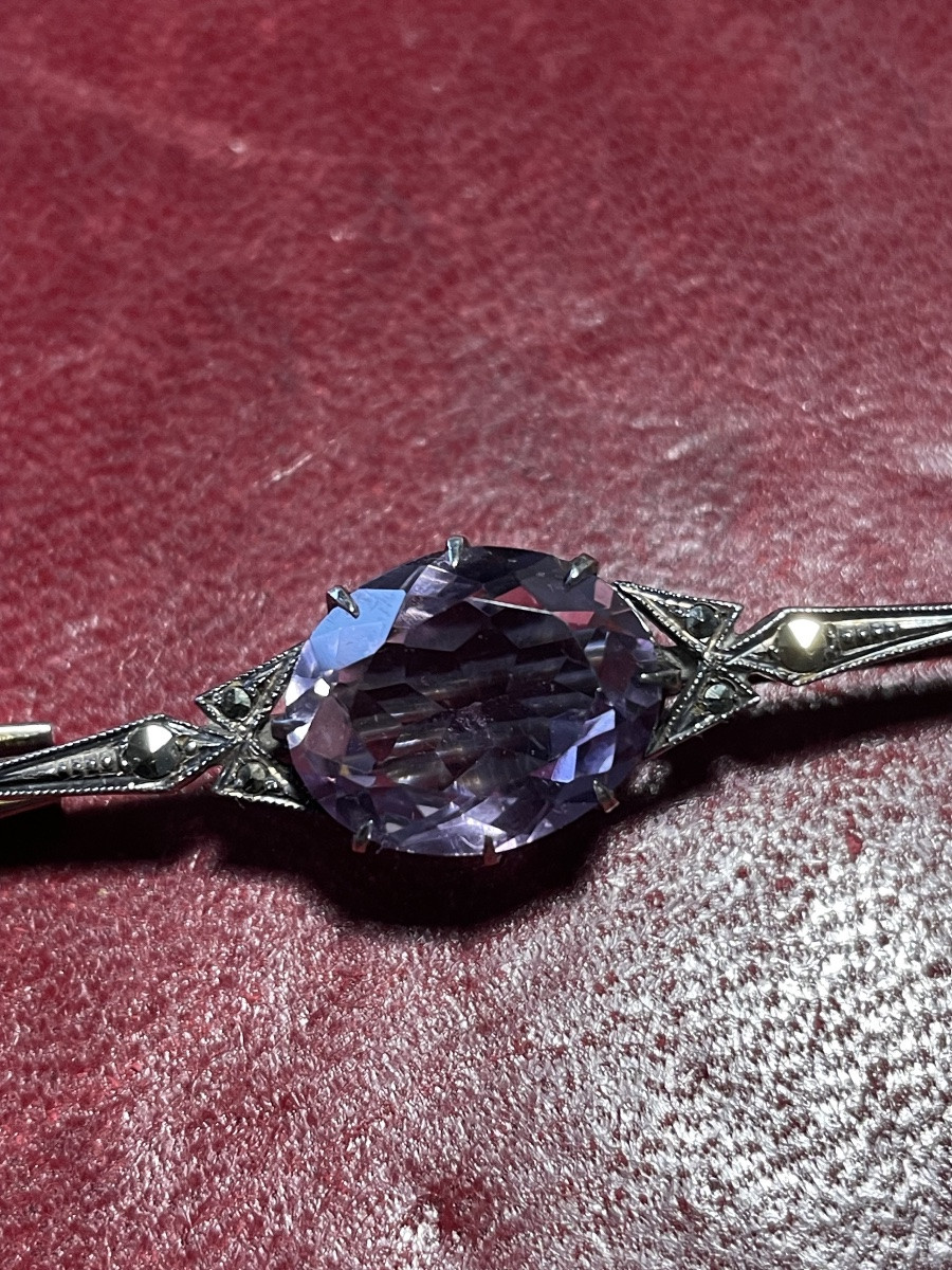 Silver Amethyst Brooch -photo-1