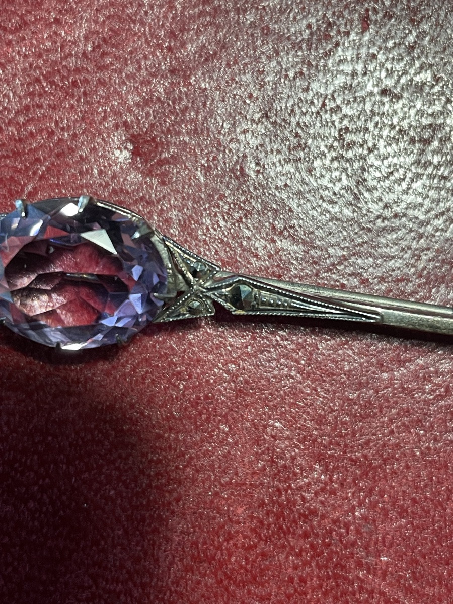 Silver Amethyst Brooch -photo-4
