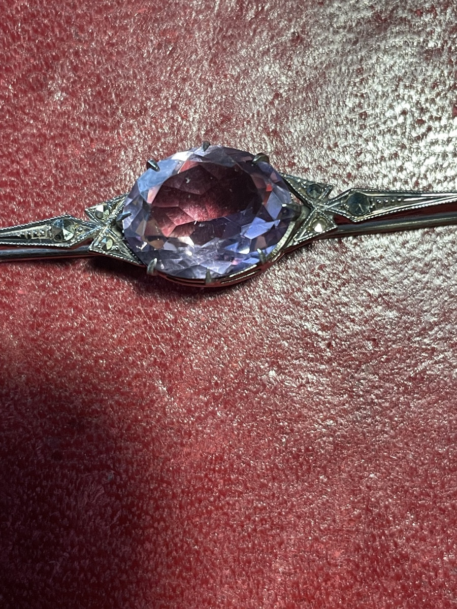 Silver Amethyst Brooch 