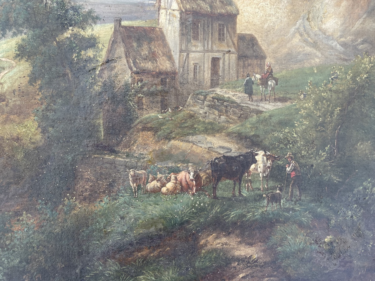 Tableau paysage animé de Coignet 