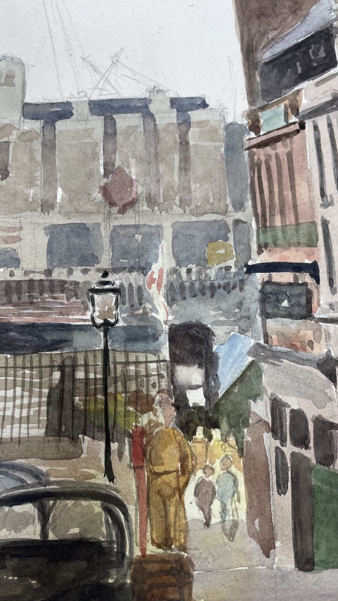 Watercolor Painting Of A Lively City Scene -photo-2