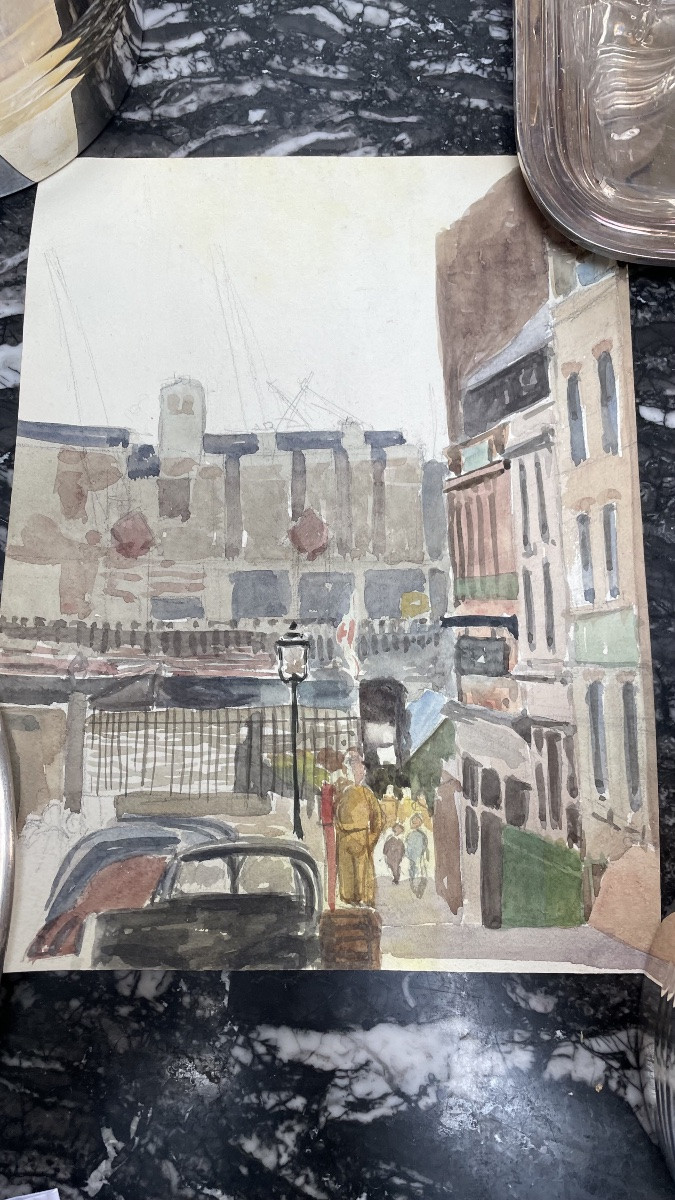 Watercolor Painting Of A Lively City Scene -photo-2