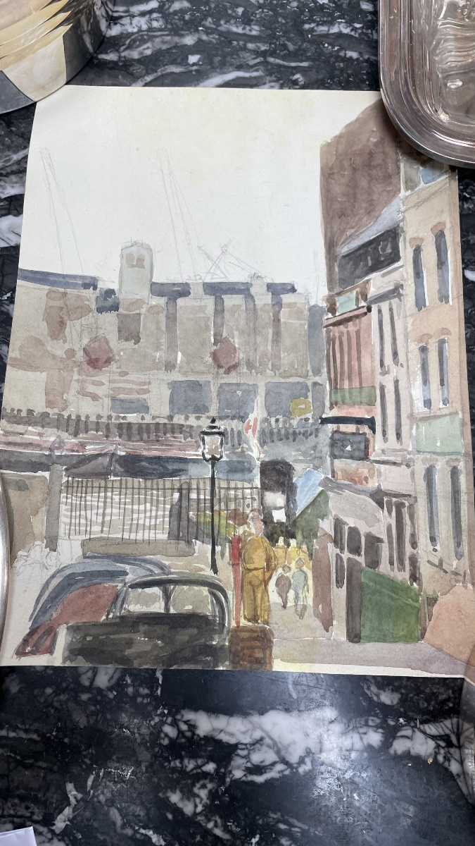 Watercolor Painting Of A Lively City Scene -photo-7