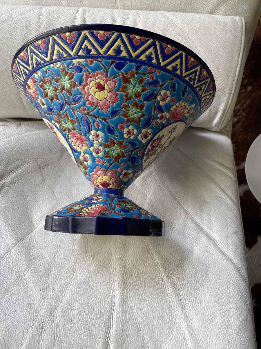 Large Fruit Bowl From Longwy -photo-4