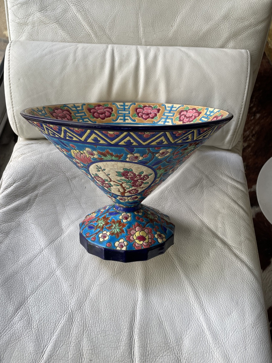 Large Fruit Bowl From Longwy -photo-3