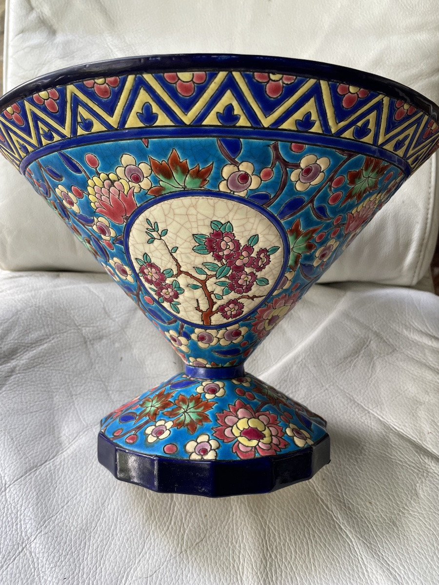 Large Fruit Bowl From Longwy -photo-4