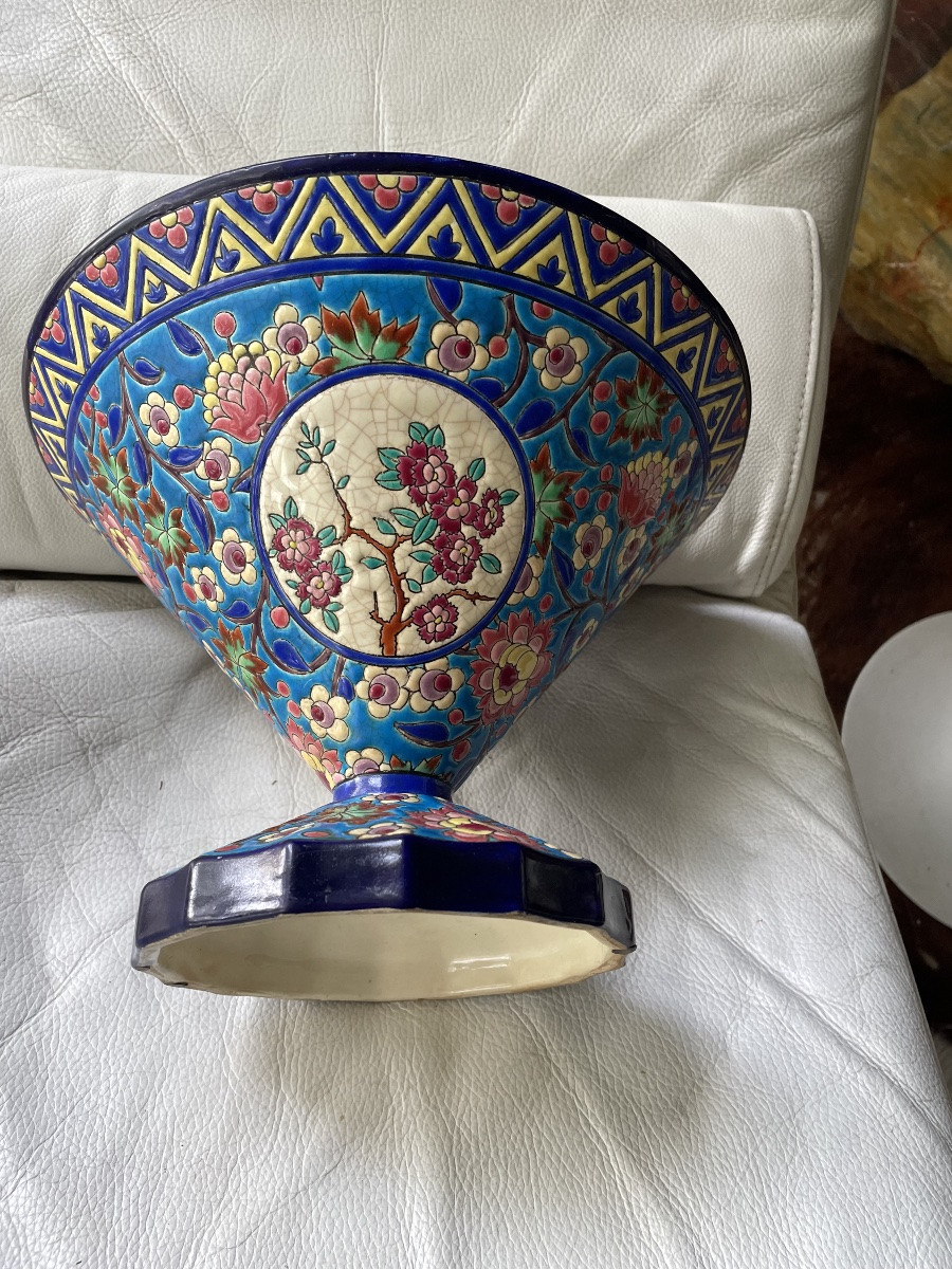 Large Fruit Bowl From Longwy -photo-7