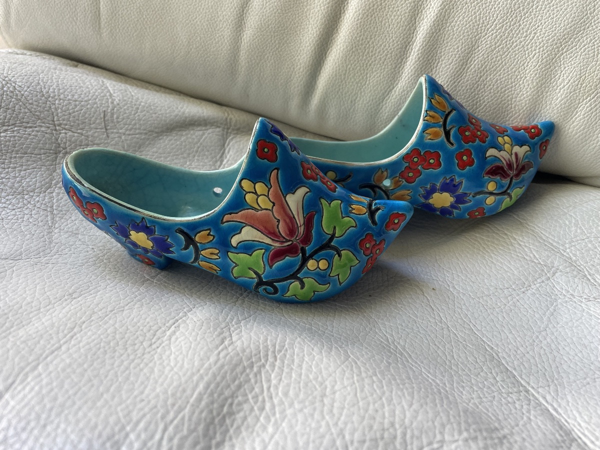 Pair Of Longwy Enamel Clogs -photo-3