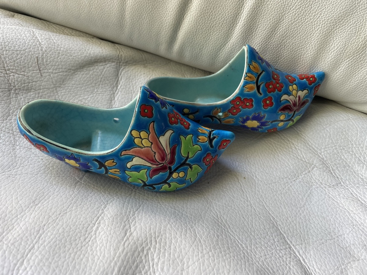 Pair Of Longwy Enamel Clogs -photo-4