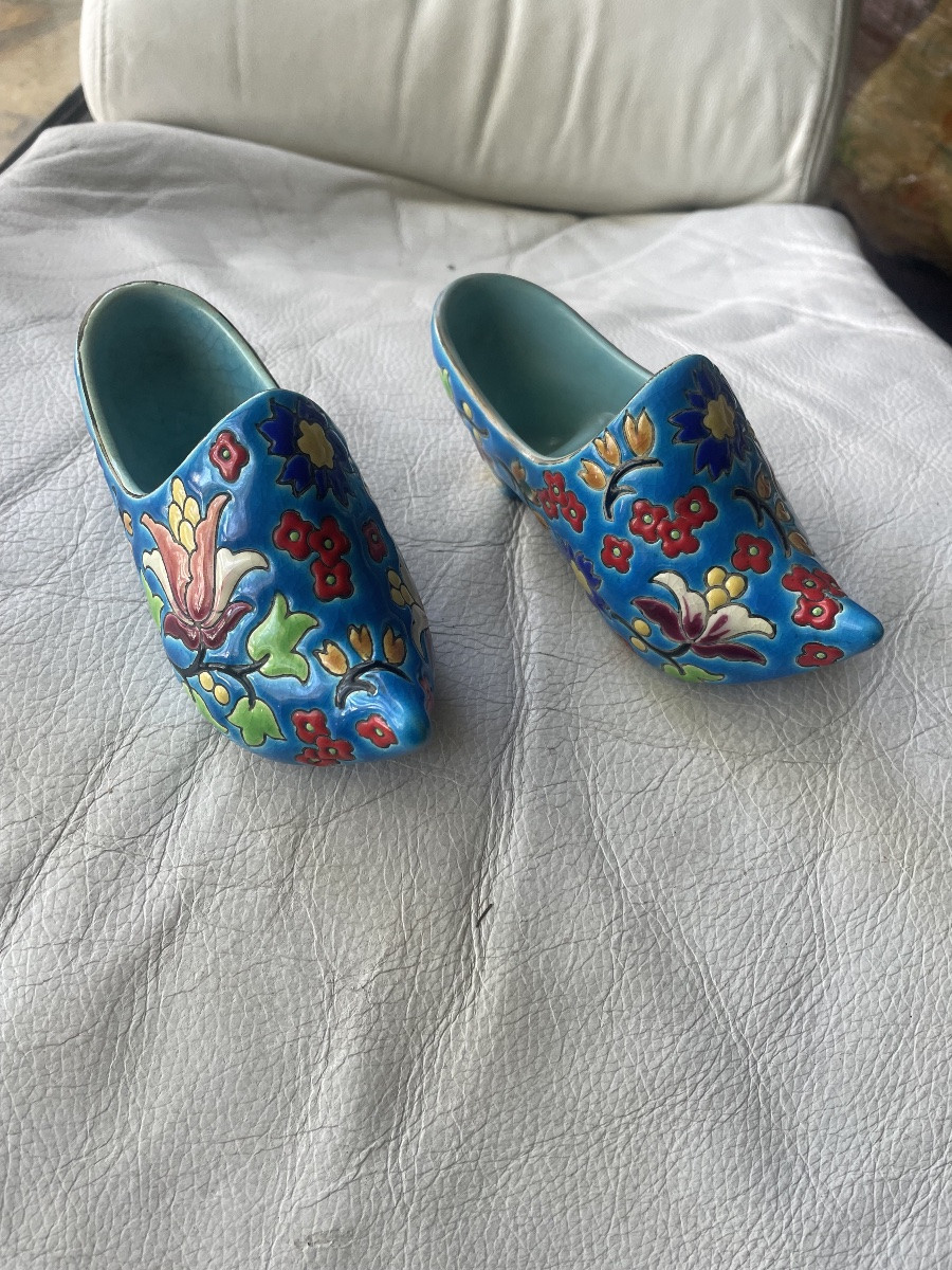 Pair Of Longwy Enamel Clogs -photo-1