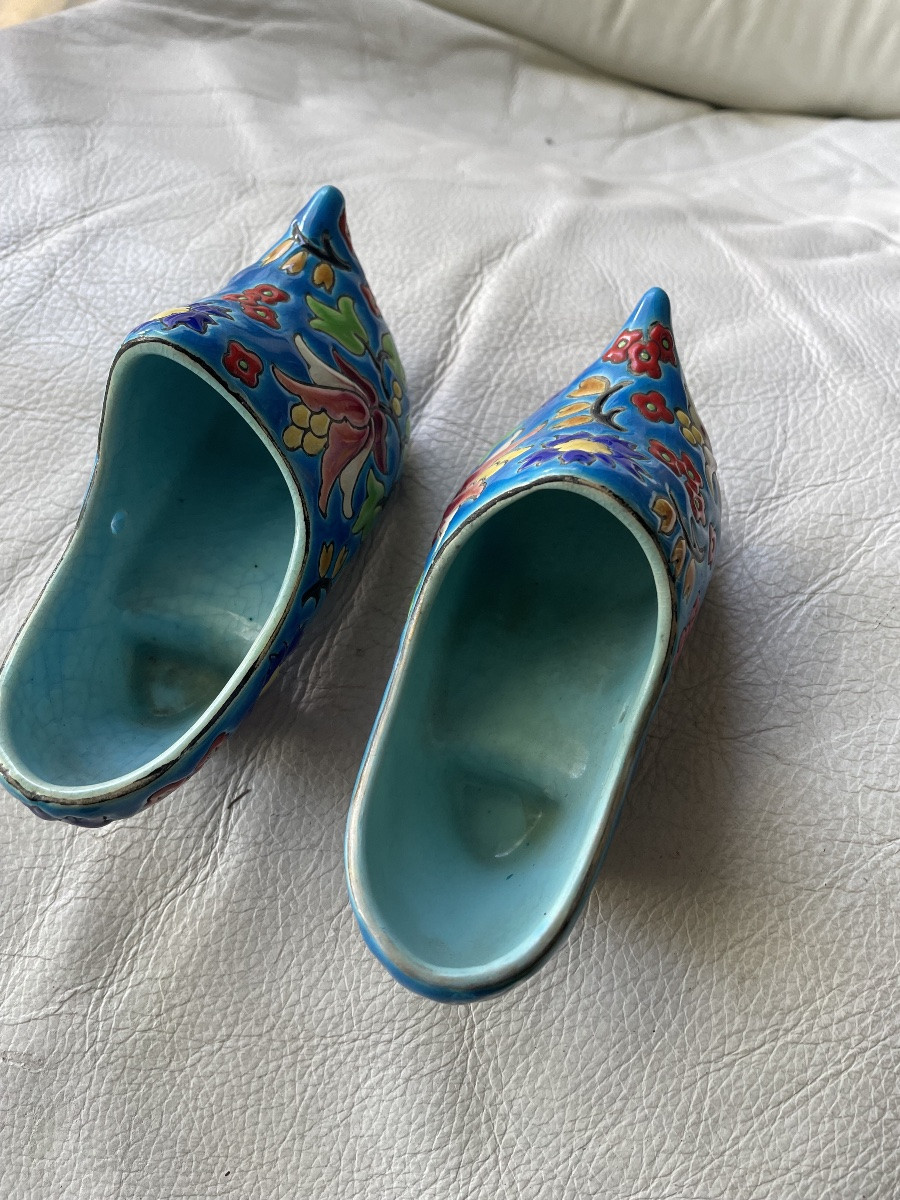 Pair Of Longwy Enamel Clogs -photo-3