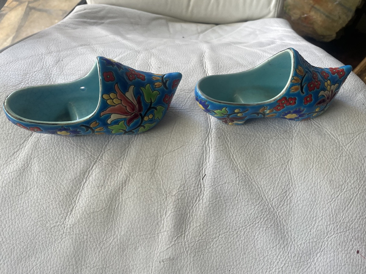 Pair Of Longwy Enamel Clogs -photo-6