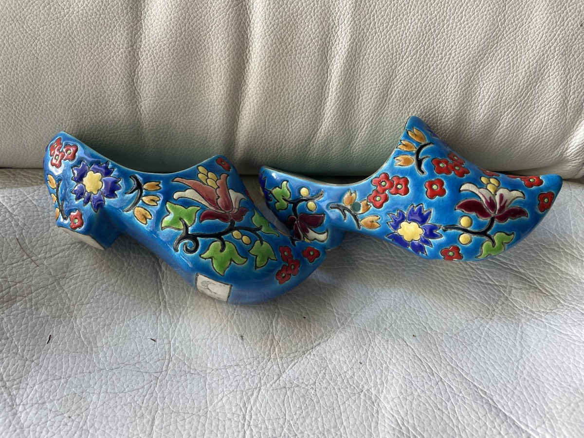 Pair Of Longwy Enamel Clogs -photo-8