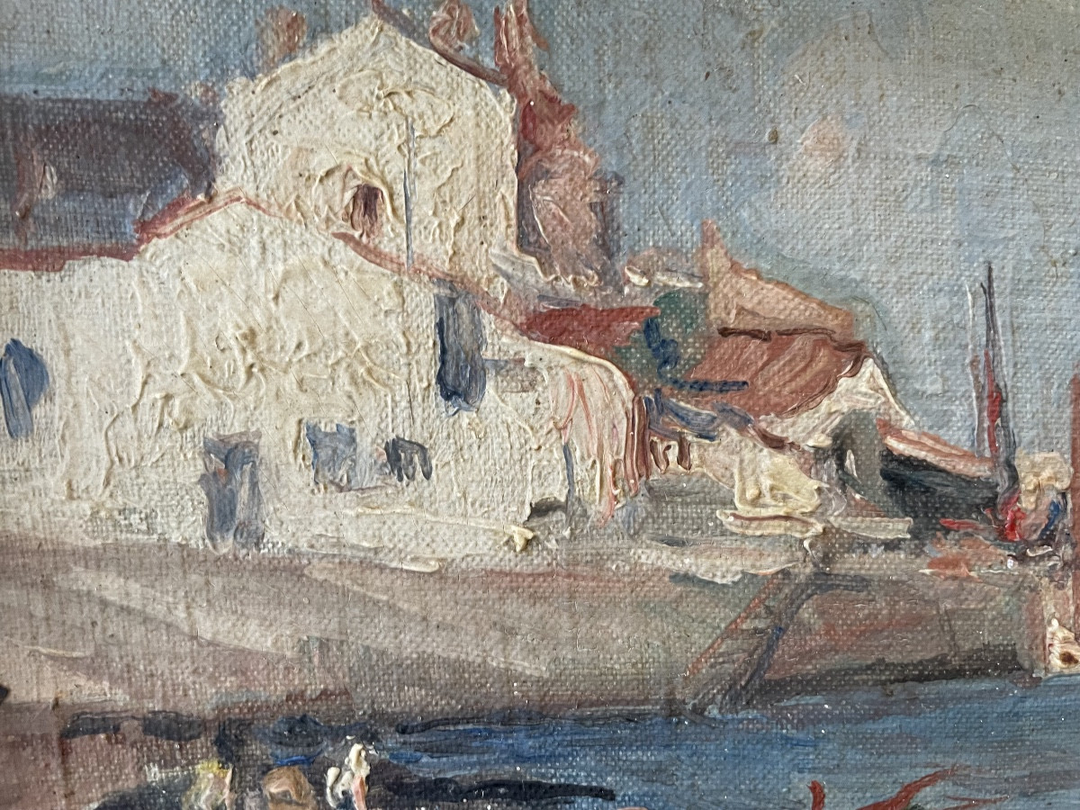 Village côtier avec ses barques de pêche de Berthy Hainaut 