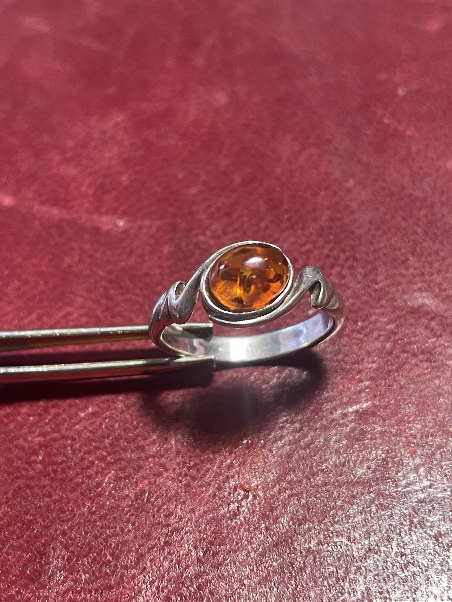Silver And Amber Ring -photo-2