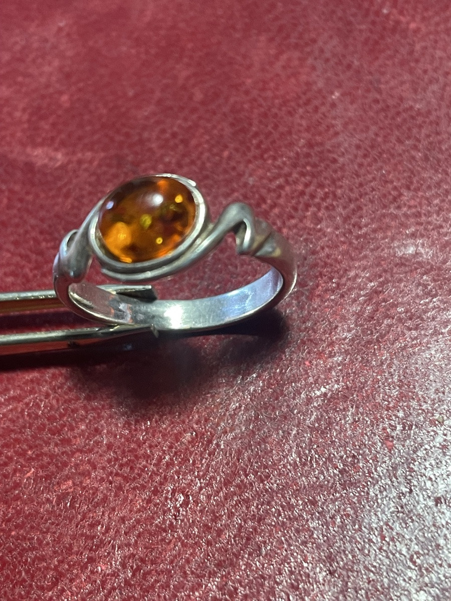 Silver And Amber Ring -photo-3