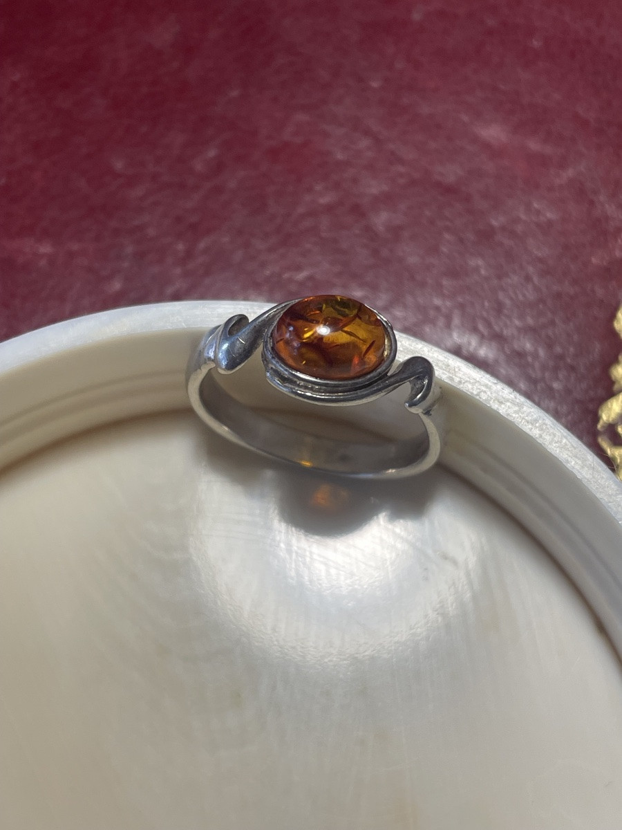 Silver And Amber Ring -photo-4
