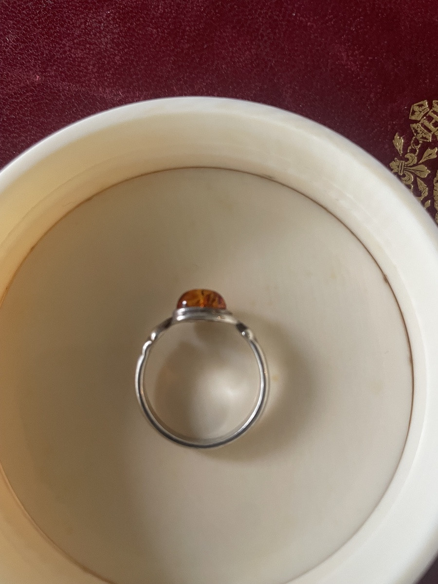 Silver And Amber Ring -photo-1