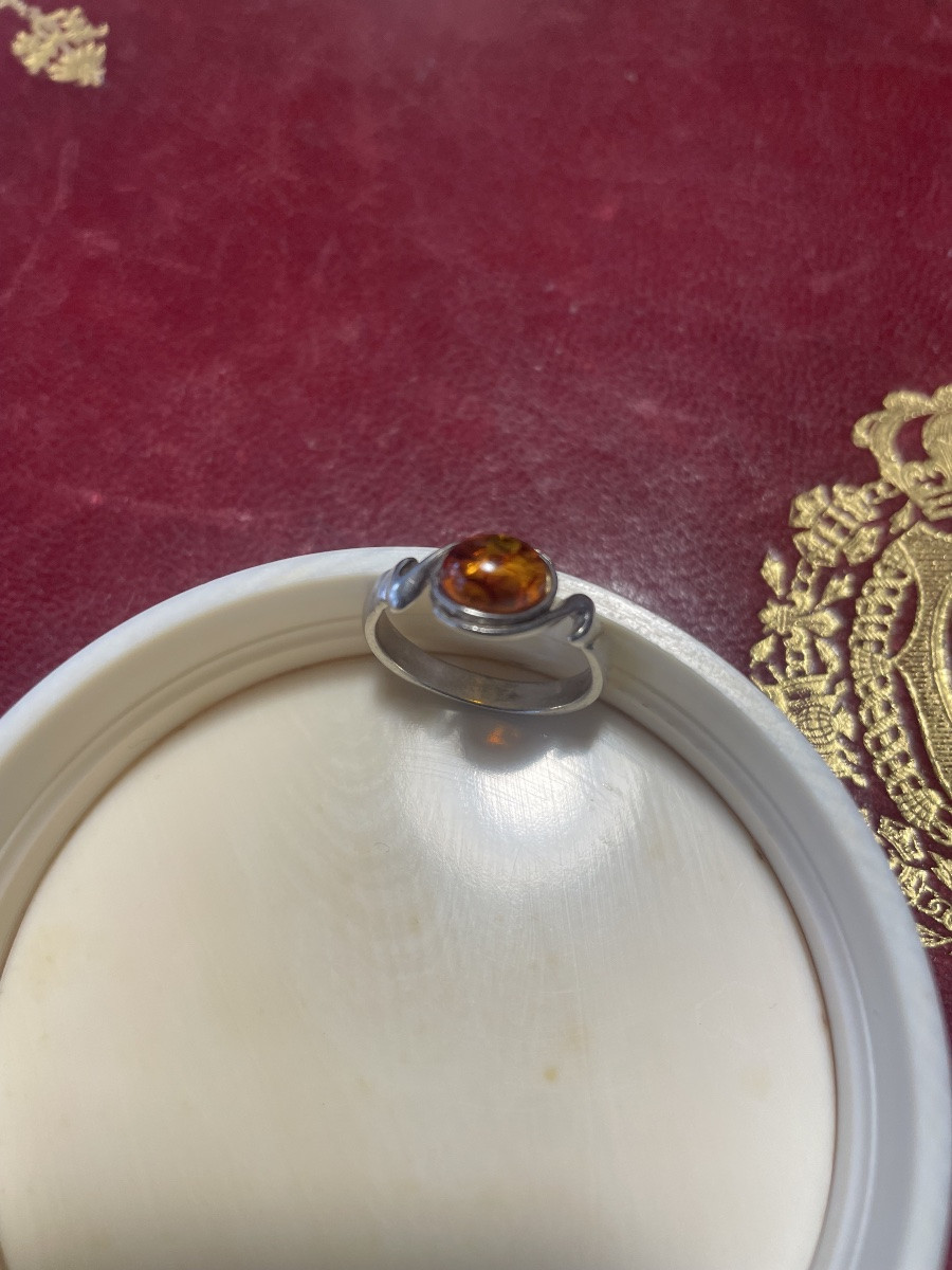 Silver And Amber Ring -photo-3