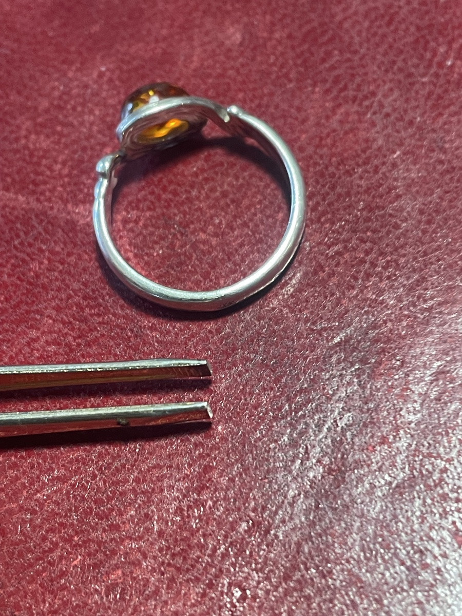 Silver And Amber Ring -photo-6