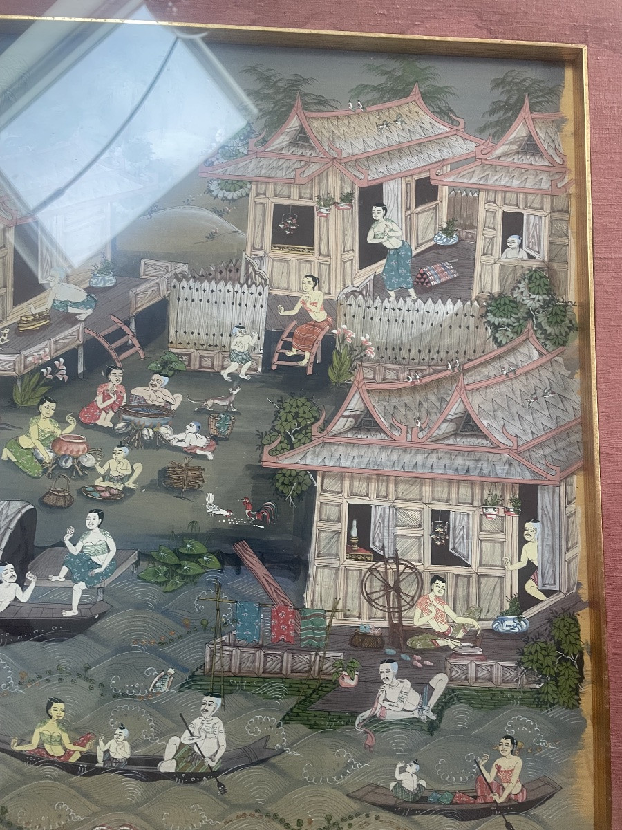 Indo-persian Painting: Lively Village -photo-2