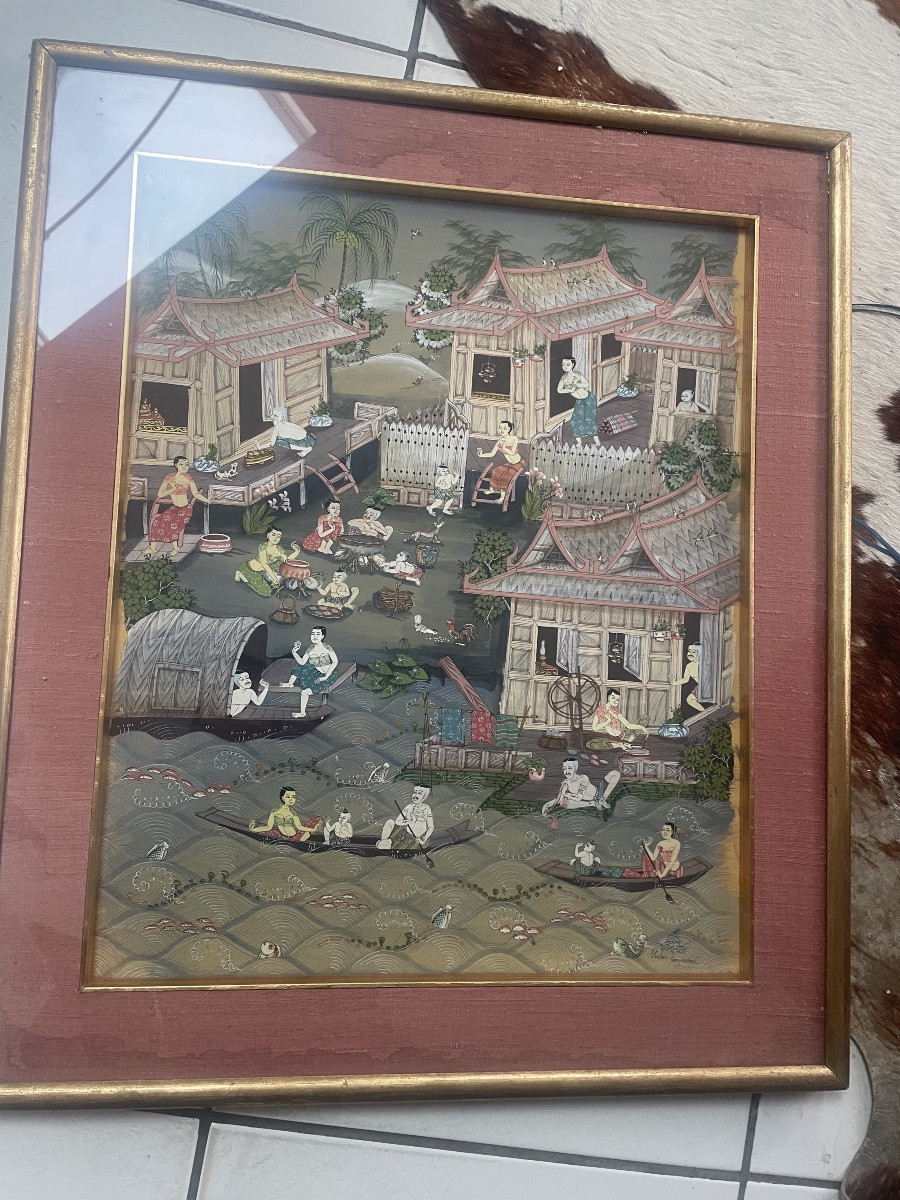 Indo-persian Painting: Lively Village -photo-1