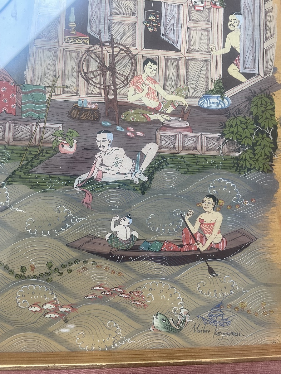 Indo-persian Painting: Lively Village -photo-4