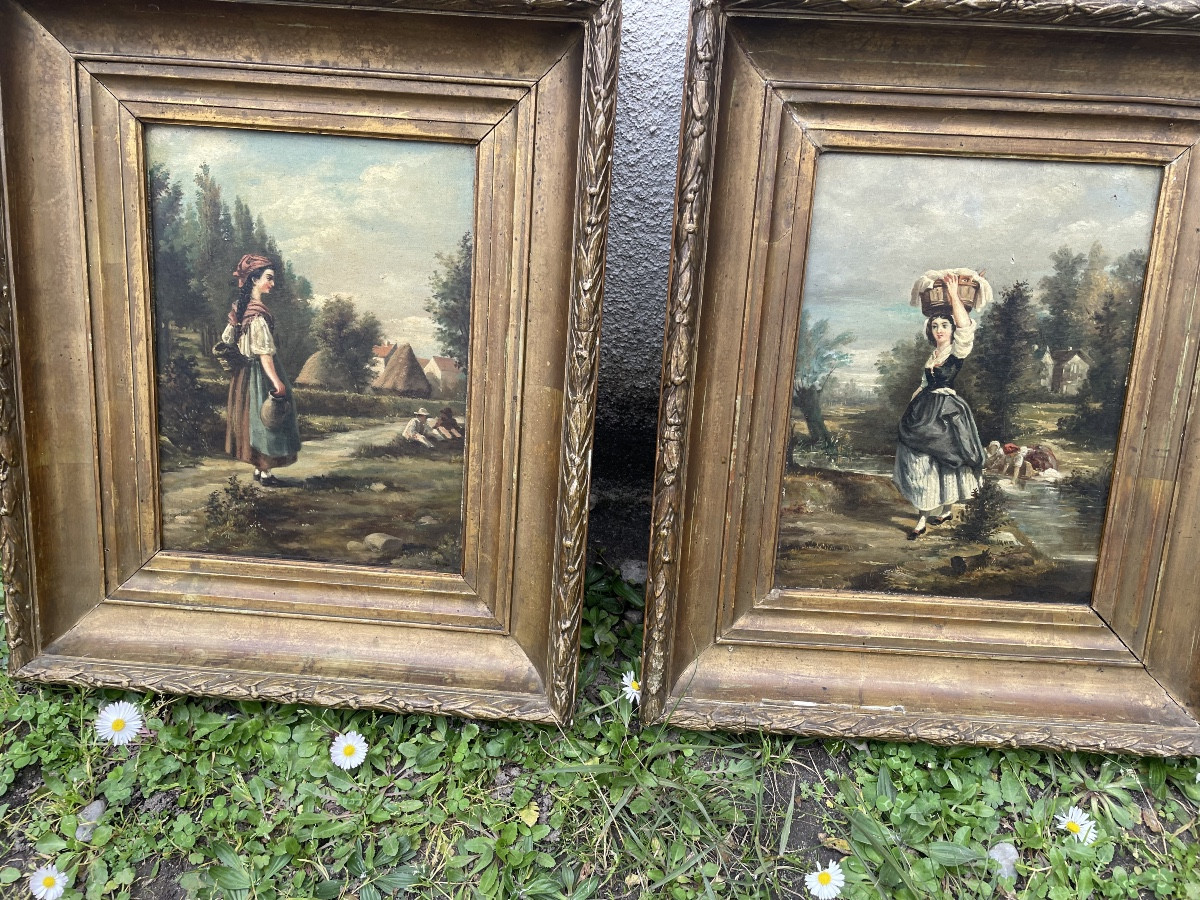 Paire de tableaux XIX eme 