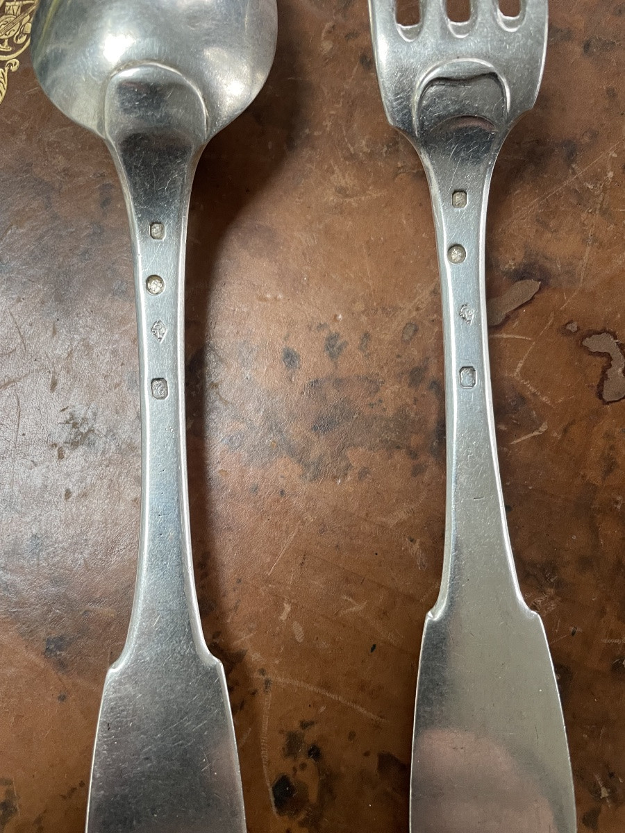 18th Century Silver Spoon And Fork -photo-4