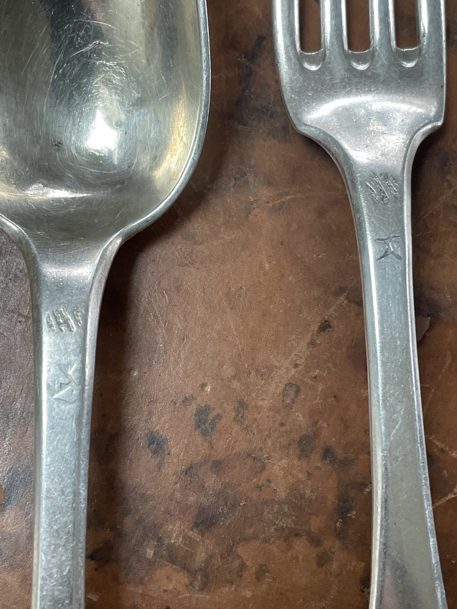 18th Century Silver Spoon And Fork -photo-3