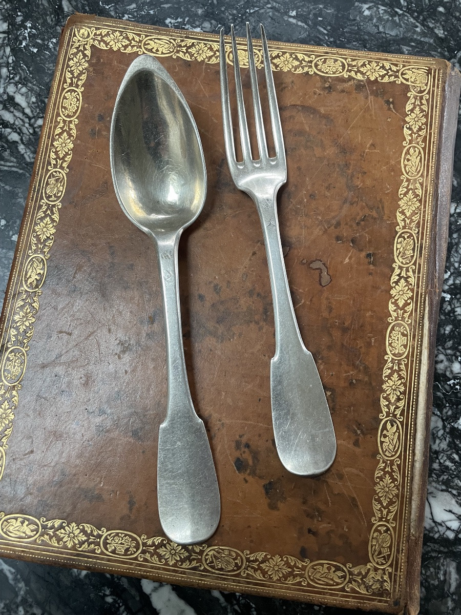 18th Century Silver Spoon And Fork -photo-4