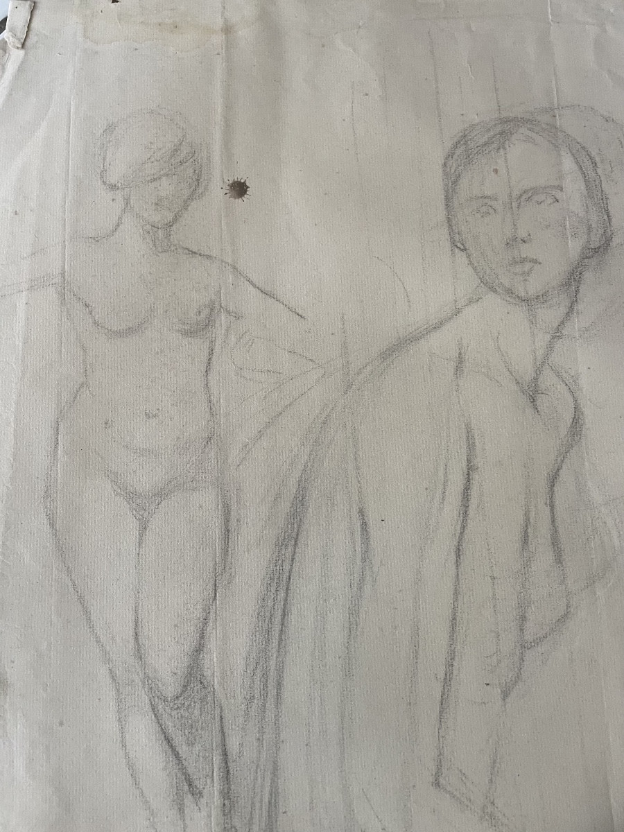 Dessins de trois nues féminins 