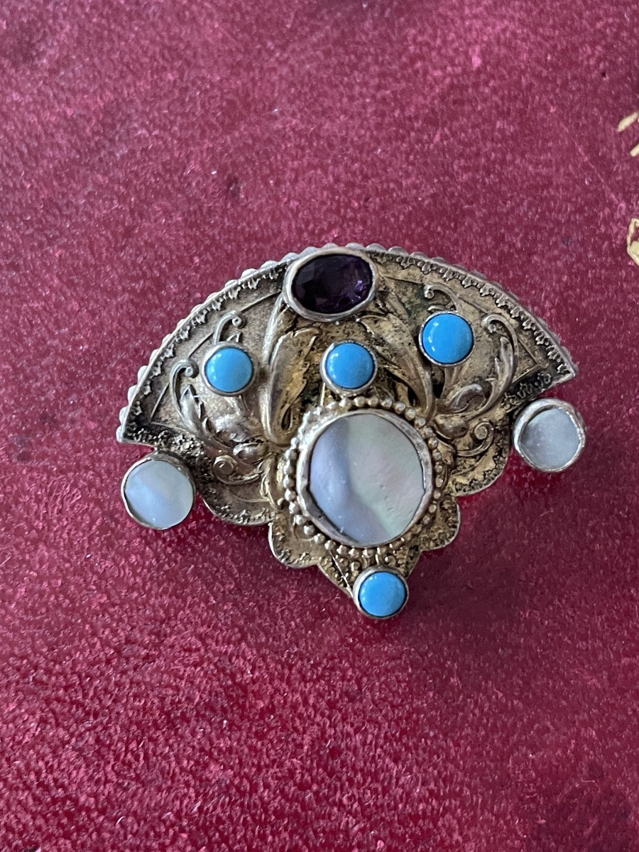 Broche turquoises et améthyste -photo-4