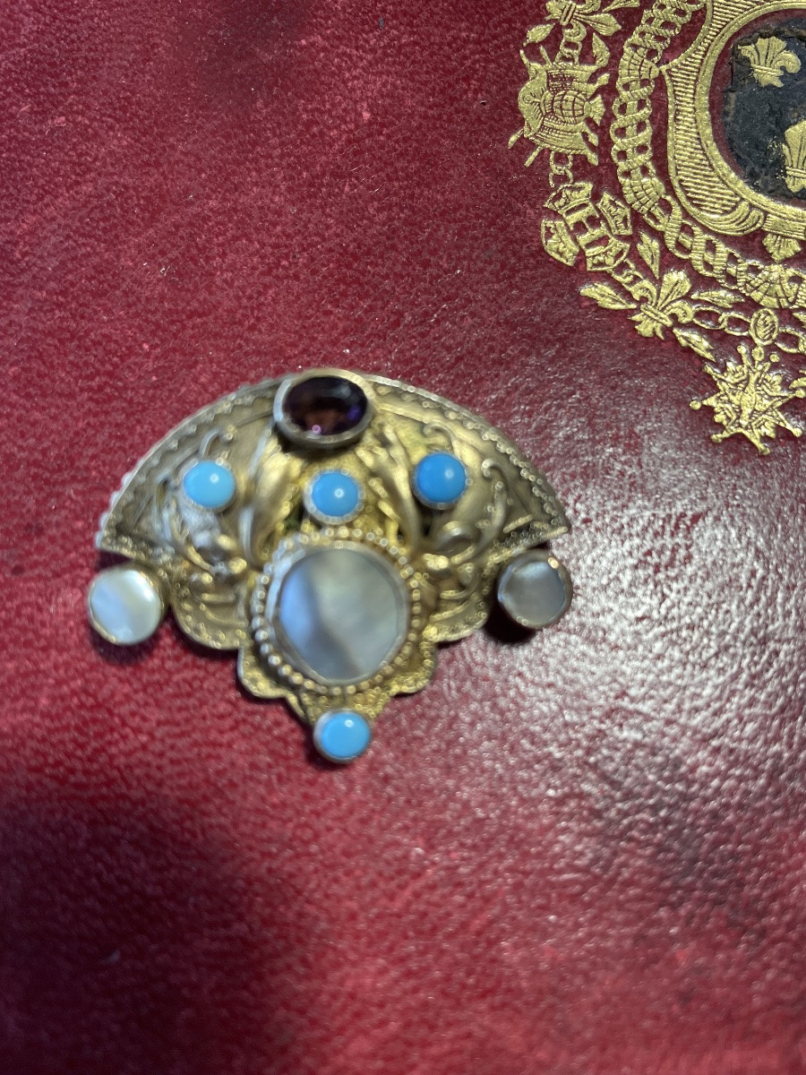 Broche turquoises et améthyste -photo-4