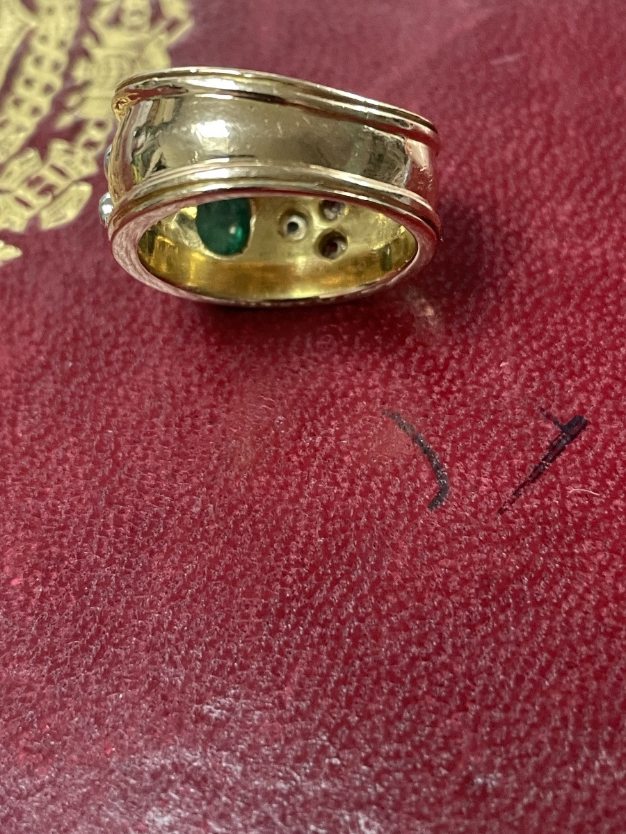 Bague or , diamants ,émeraudes -photo-2
