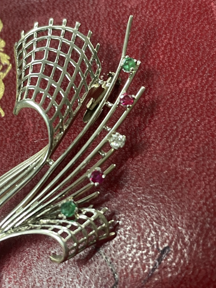 White Gold And Gemstones Brooch-photo-4