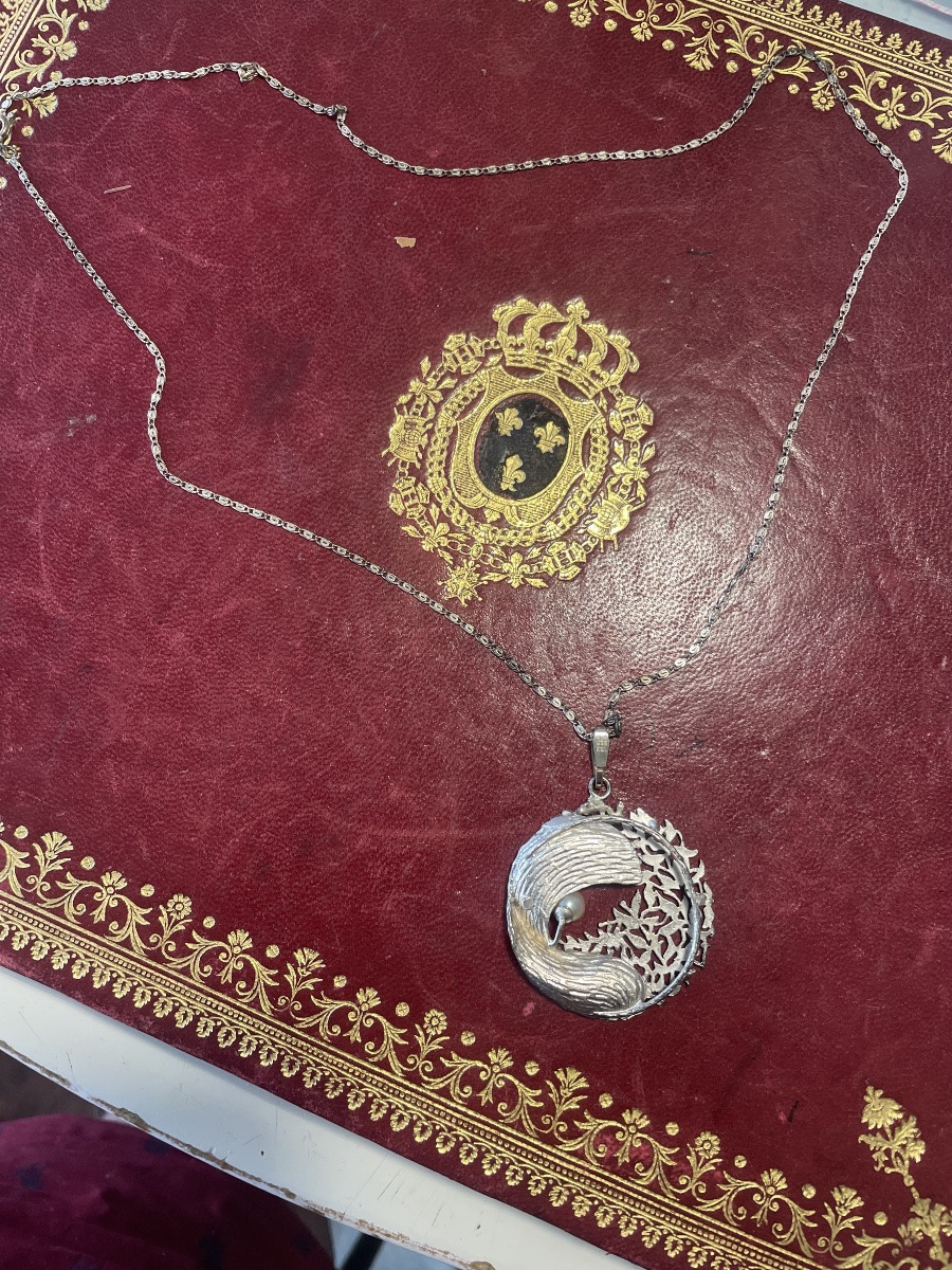 Pendentif argent la vague et perle -photo-5