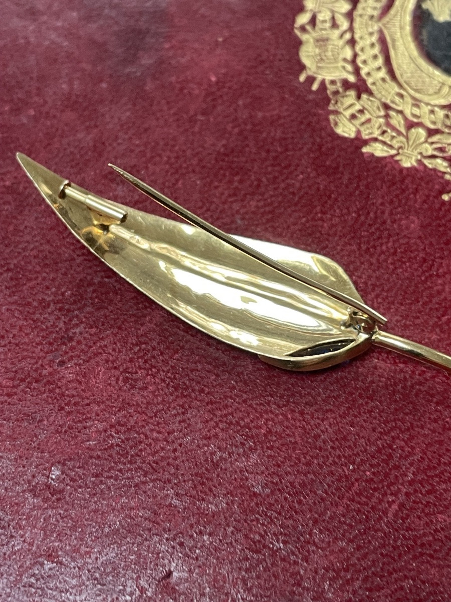 Broche feuille or et saphirs -photo-4