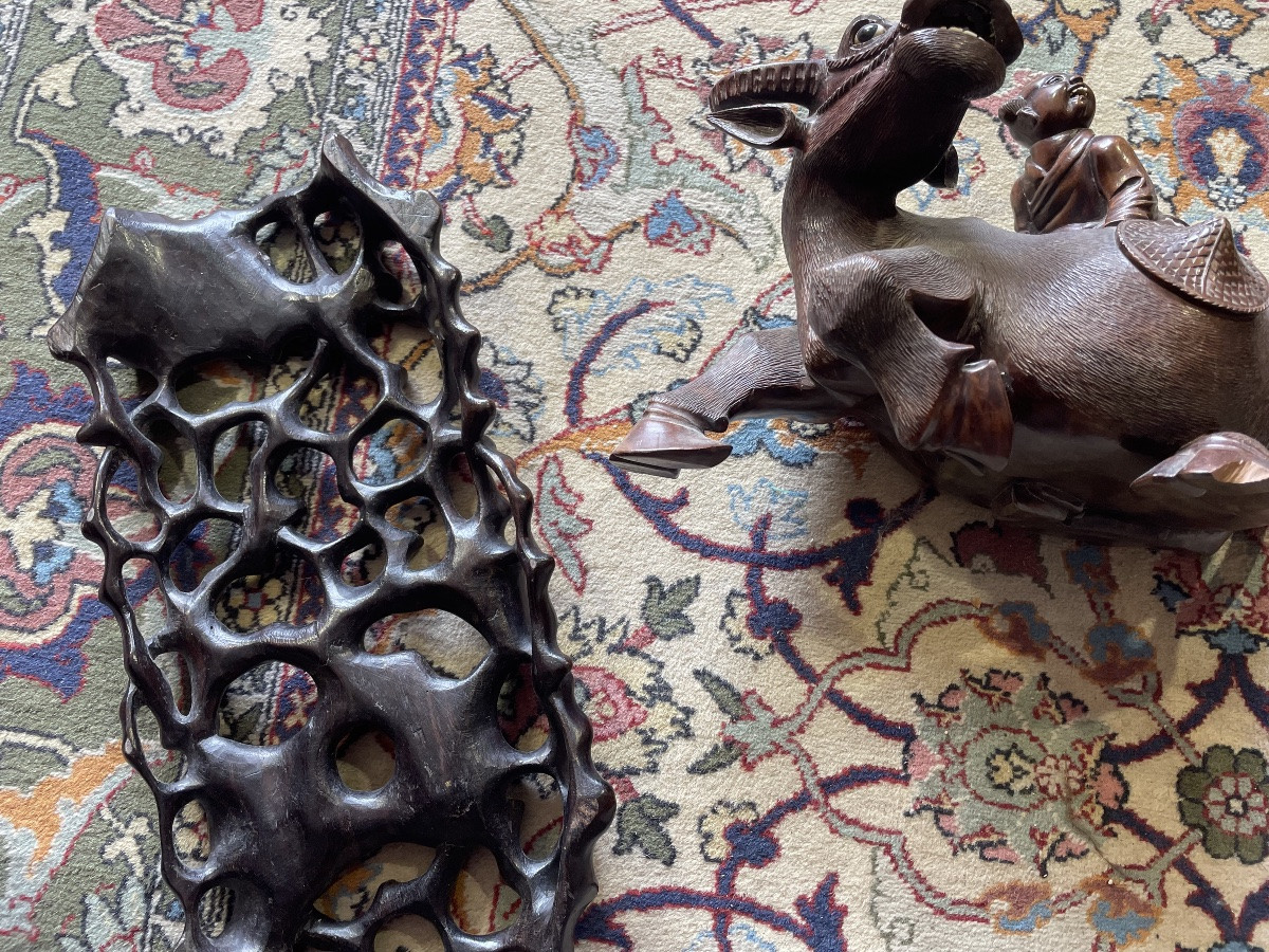Bugle And Child Asian Woodcarving-photo-1