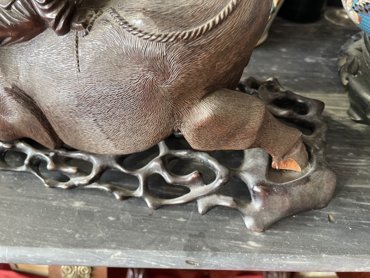 Bugle And Child Asian Woodcarving-photo-3