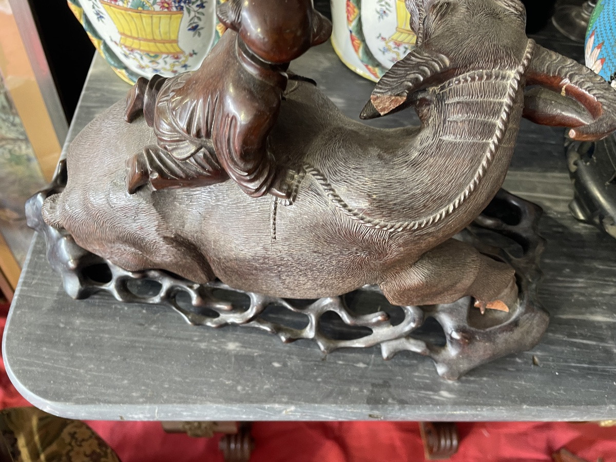 Bugle And Child Asian Woodcarving-photo-4