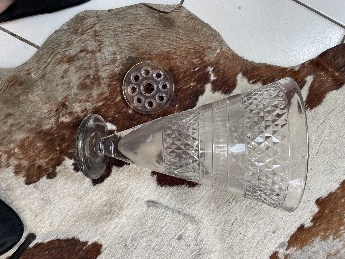 Large Cut Crystal Flower Vase-photo-5